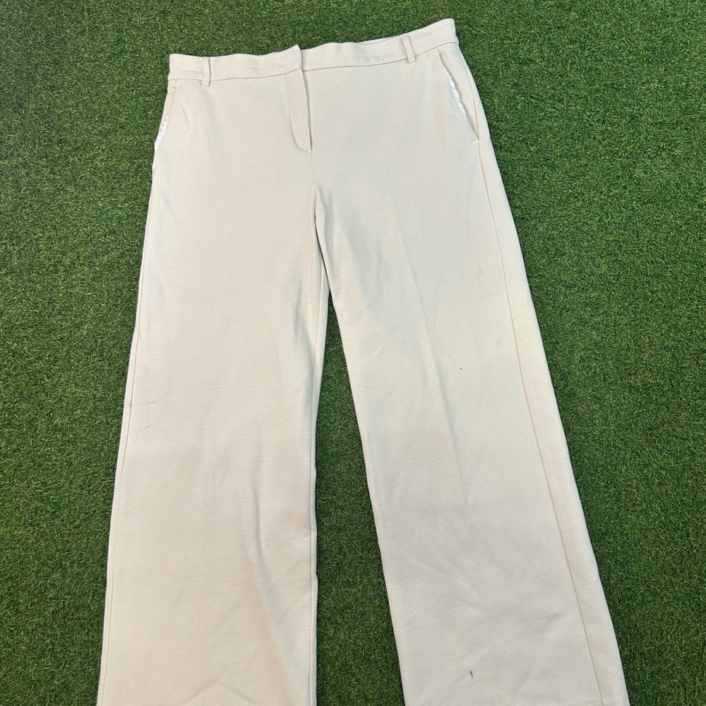Intrend Diffusione Tessile Cream Wide Leg Jersey‎ Trousers Pants XL Cotton Blend